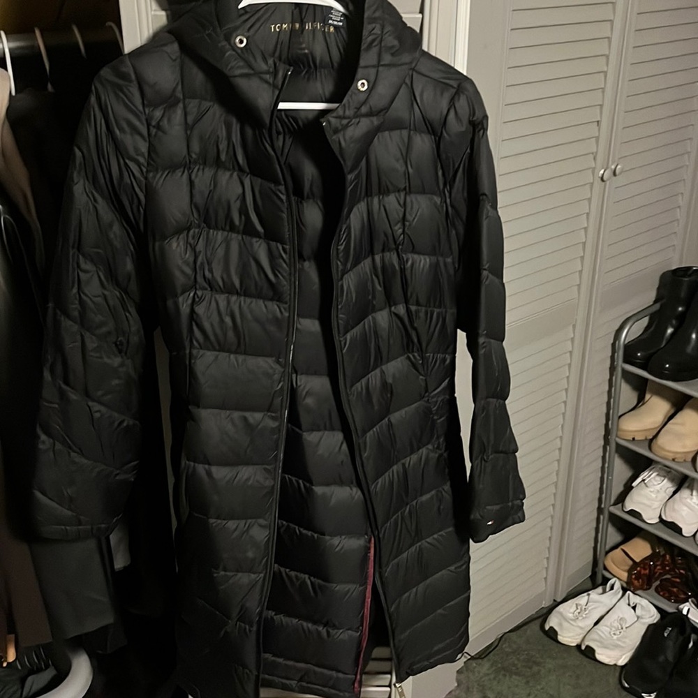 Long black padded coat
